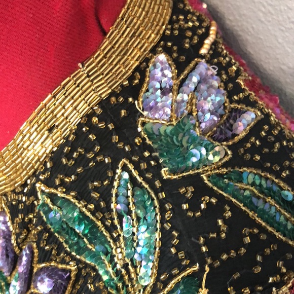 NWT Vintage Night Vogue Evening Jacket S 100 Silk Pearl Beads Sequins sparkling - Picture 5 of 16